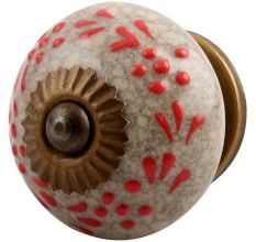 Red Embossed Crackle Ceramic Cabinet Knob Online